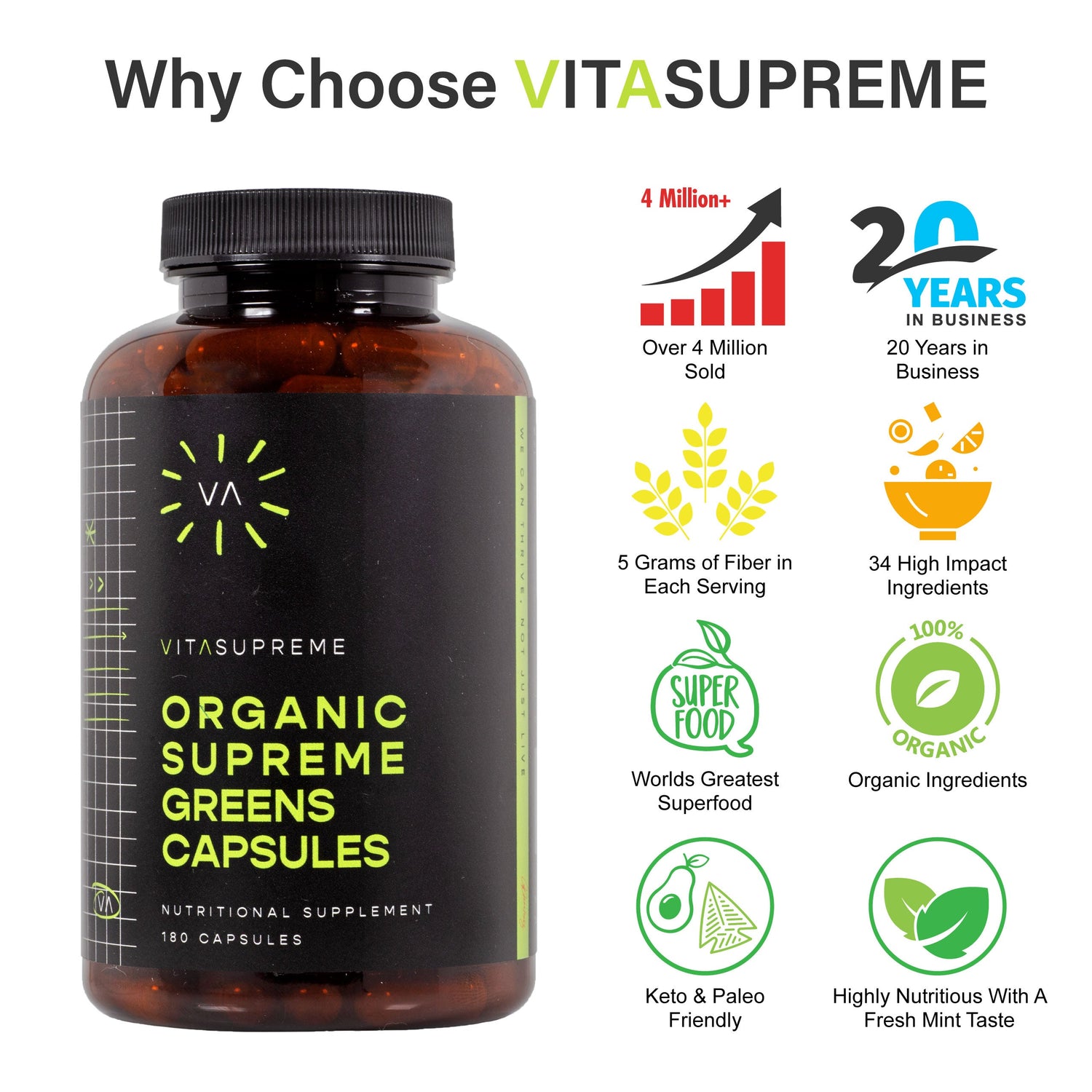 Organic Supreme Greens with MSM Capsules™ — 3-Pack