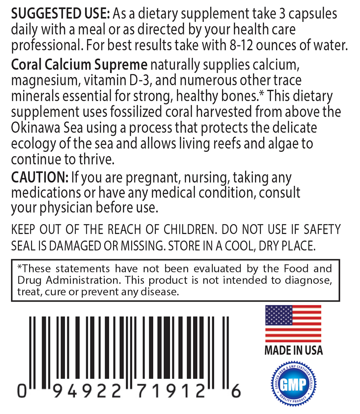 Coral Calcium Supreme Suggested Use